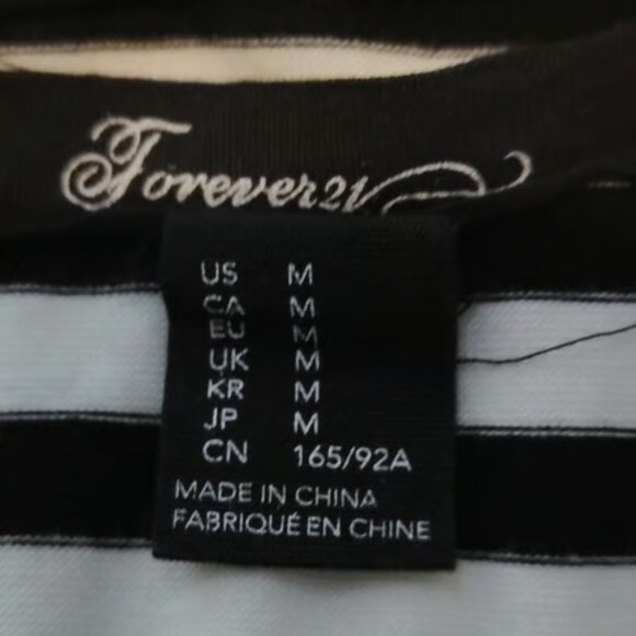 Forever 21 Striped Black White Peplum Blouse Size Med GUC #M-042 - Picture 2 of 4